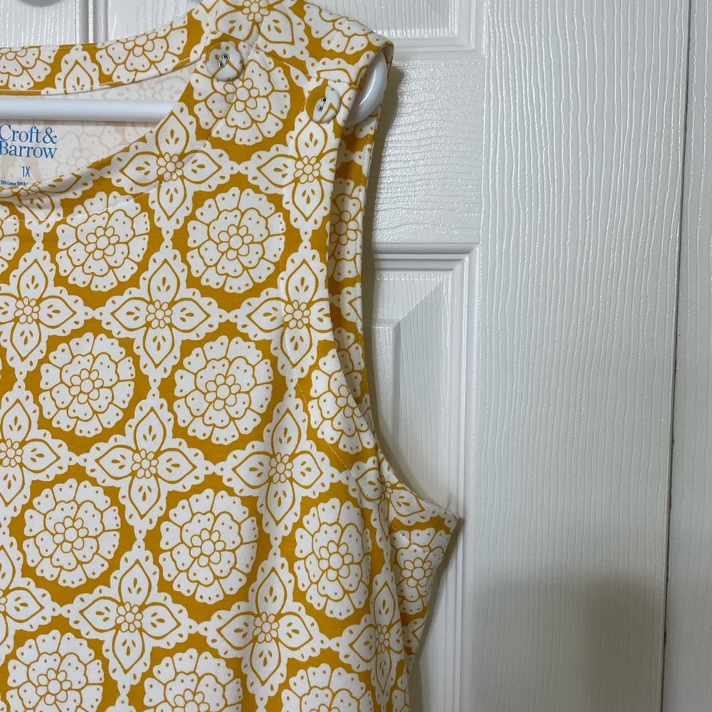 NWOT Croft & Barrow Gold and White Sleeveless A-line Midi Dress - Picture 4 of 6